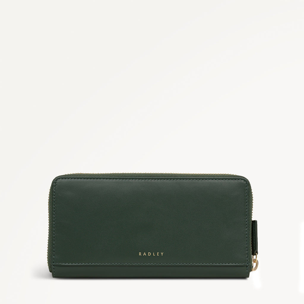 It's Written In The Snowflakes Leather Large Zip Around Wallet in Racing Green - 112855