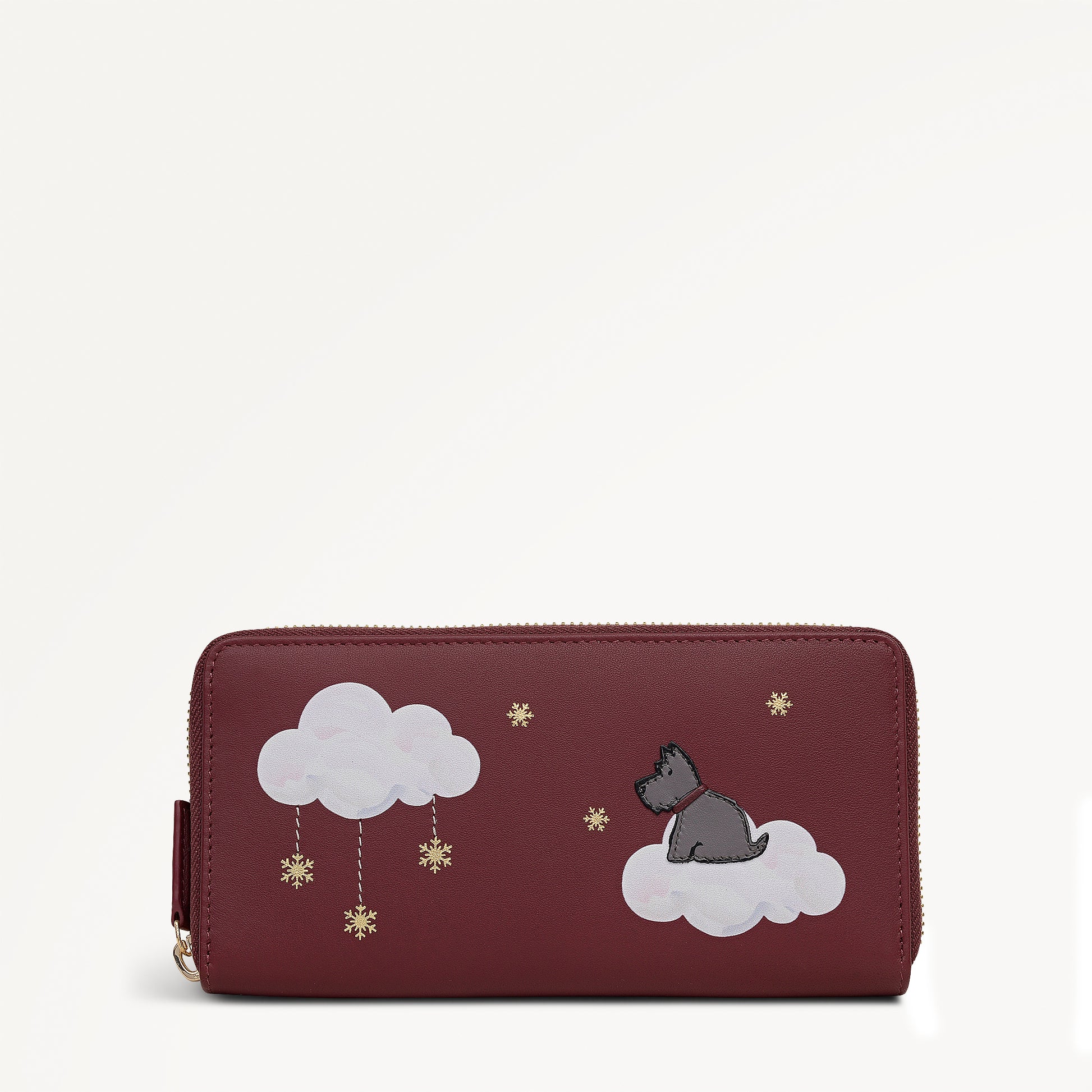 It's Written In The Snowflakes Leather Large Zip Around Wallet in Dark Cherry - 112856
