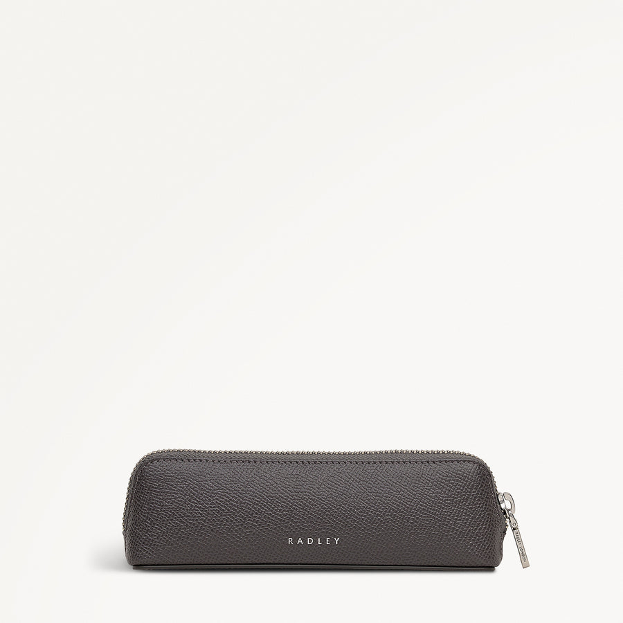 Halcomb Place Leather Small Boxed Pencil Case in Charcoal - 112862