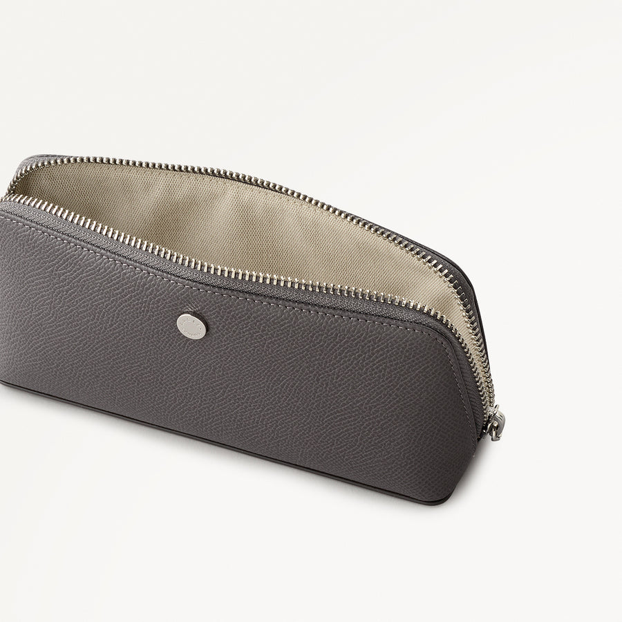 Halcomb Place Leather Medium Boxed Pencil Case in Charcoal - 112863