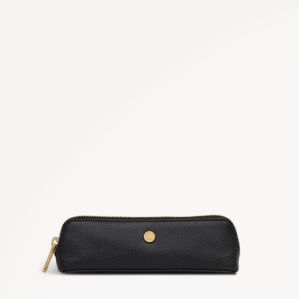 Halcomb Place Leather Small Boxed Pencil Case in Black - 112867