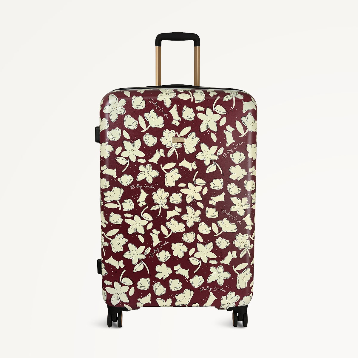 Thrift Floral 4 Wheel Large Suitcase in Dark Cherry - 112887