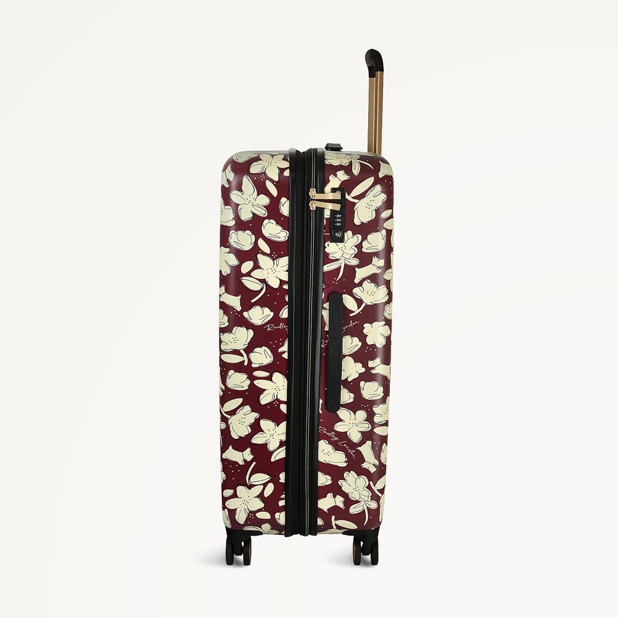 Thrift Floral 4 Wheel Large Suitcase Dark Cherry - 112887