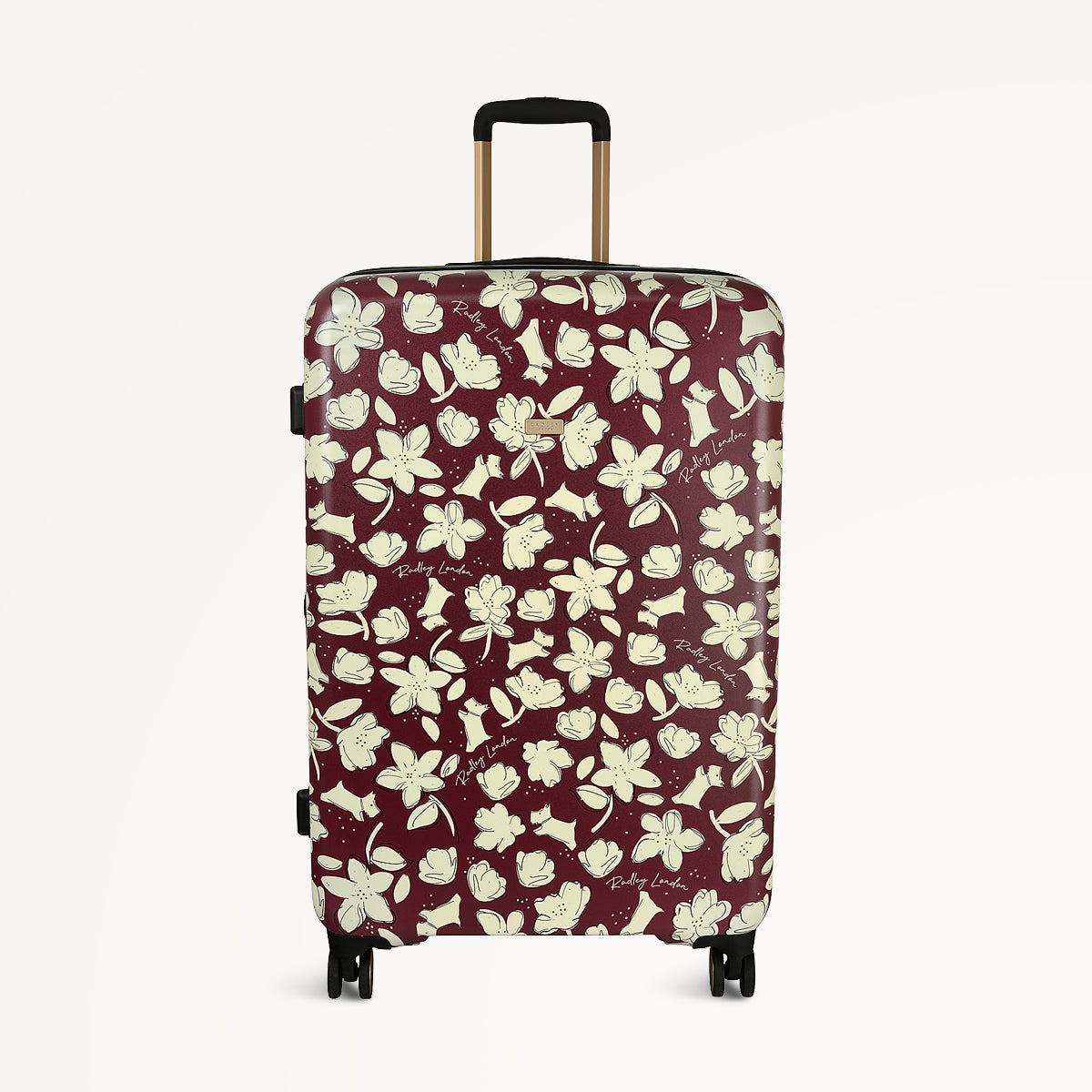 Thrift Floral 4 Wheel Large Suitcase Dark Cherry - 112887