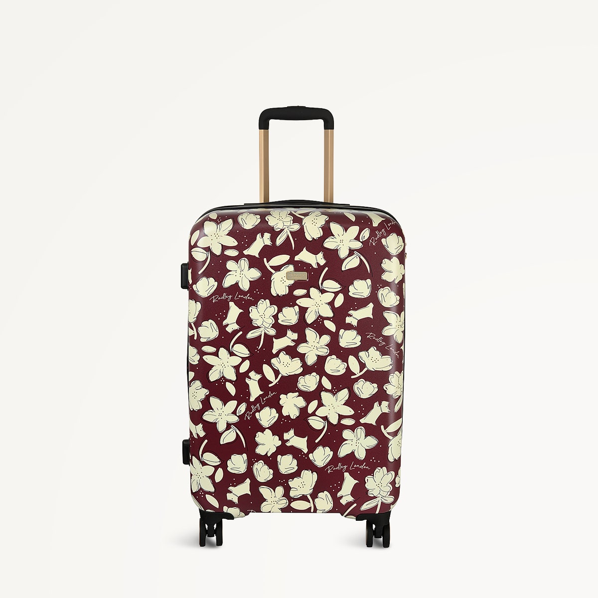 Thrift Floral 4 Wheel Medium Suitcase in Dark Cherry - 112888