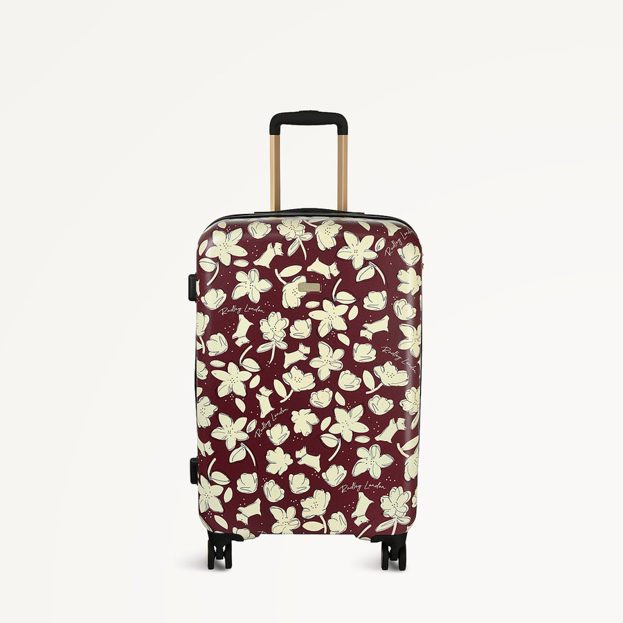 Thrift Floral 4 Wheel Medium Suitcase Dark Cherry - 112888