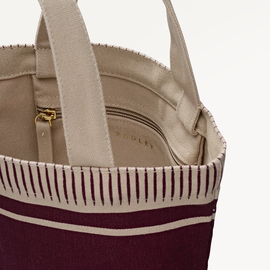 Radley Stripe Small Open Top Grab Dark Cherry - 112907