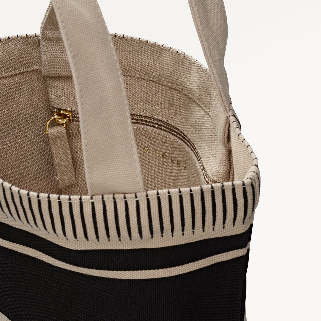 Radley Stripe Small Open Top Grab Black - 112908