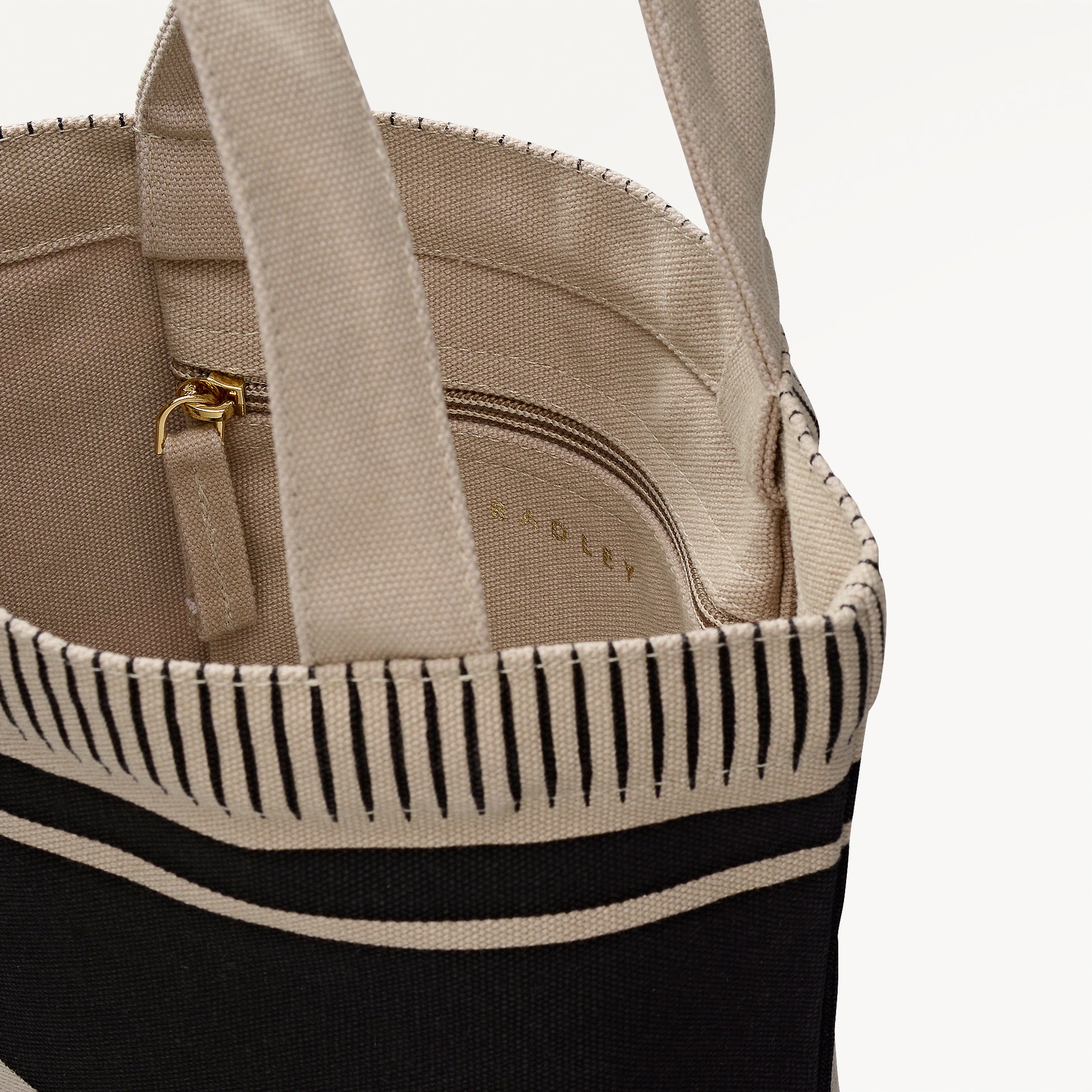 Radley Stripe Small Open Top Grab Black - 112908