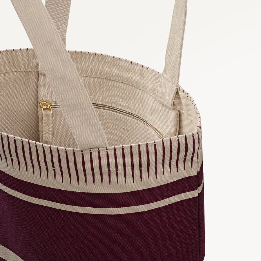 Radley Stripe Large Open Top Tote Dark Cherry - 112909
