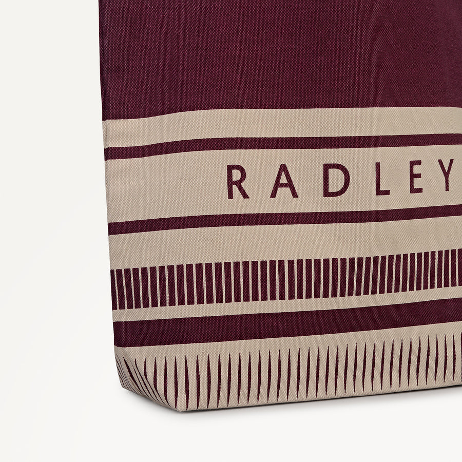 Radley Stripe Large Open Top Tote Dark Cherry - 112909