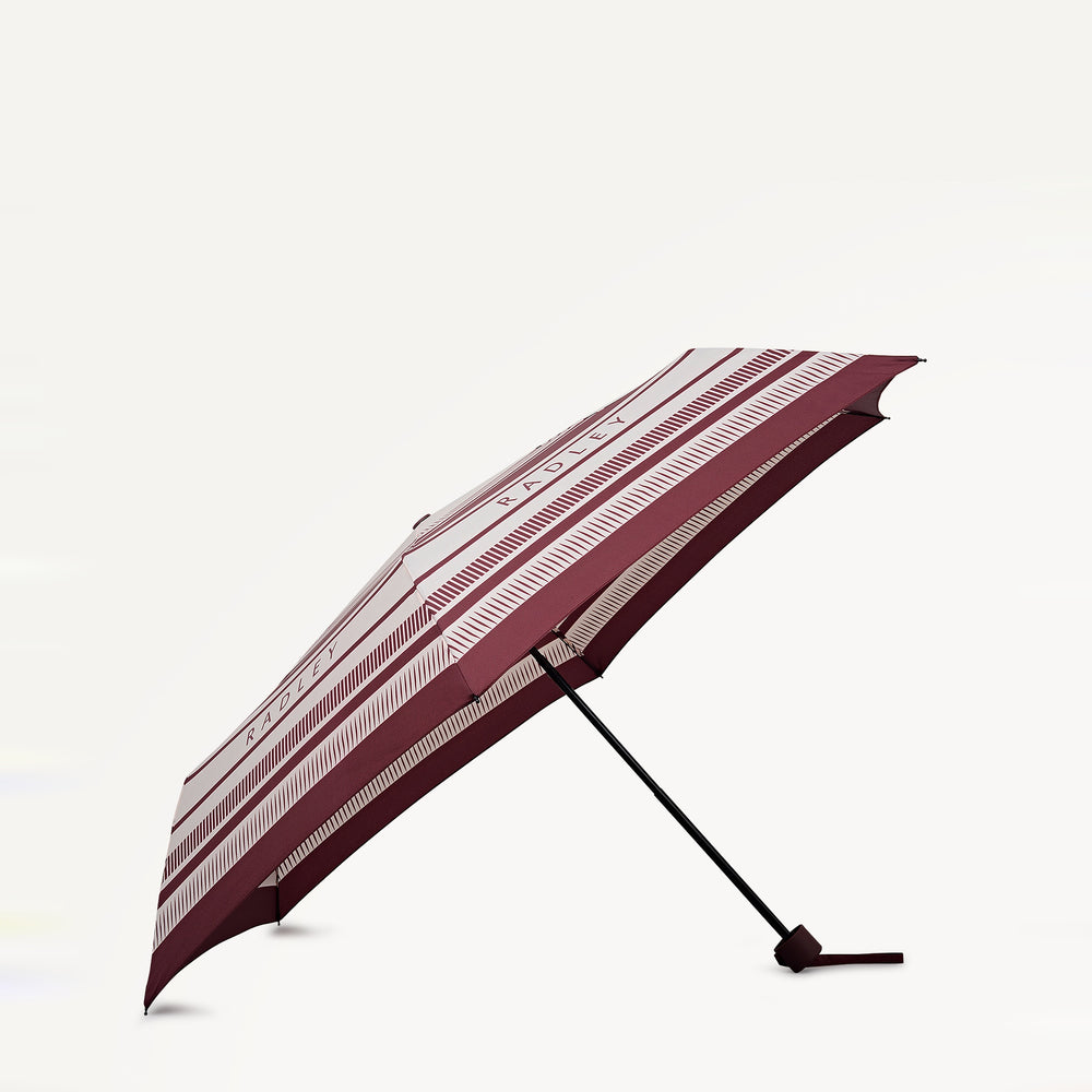 Radley Stripe Responsible Handbag Umbrella Dark Cherry - 112916
