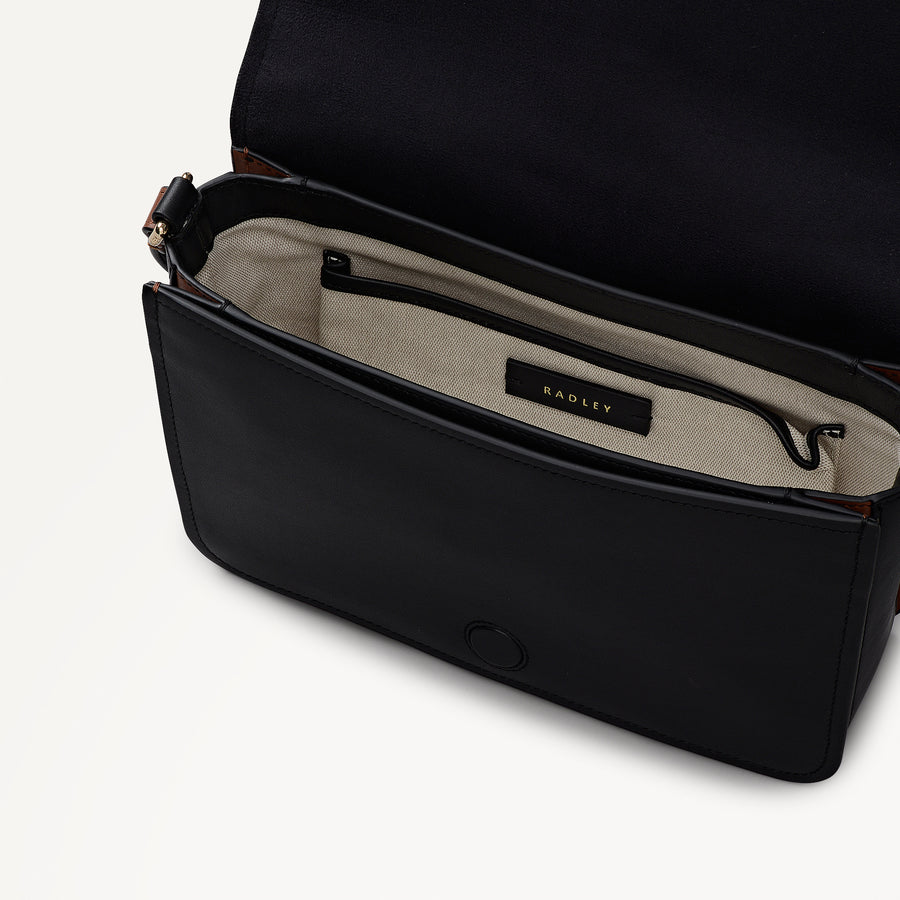 Maldon Mews Medium Flapover Cross Body Black - 112932