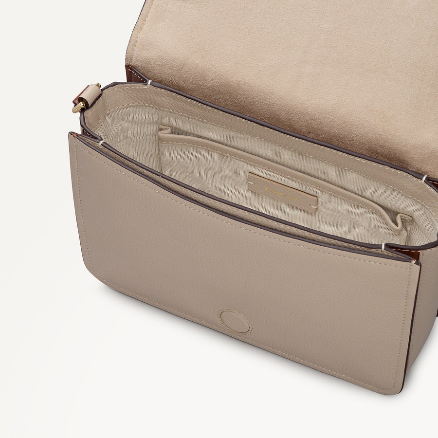 Maldon Mews - Colourblock Medium Flapover Cross Body Porcini - 112934