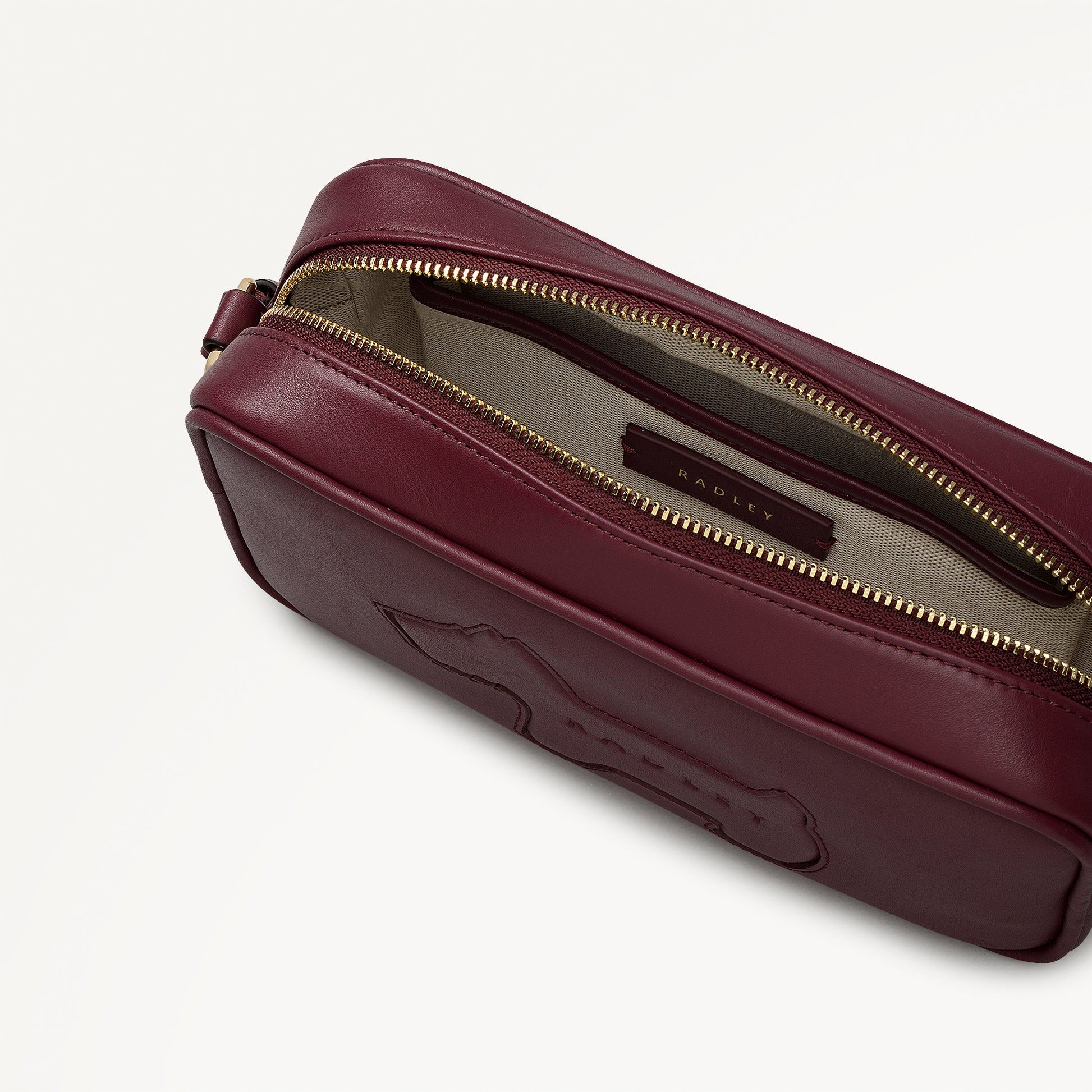 Hadley Lane - Applique Dog Small Ziptop Cross Body Dark Cherry - 112940