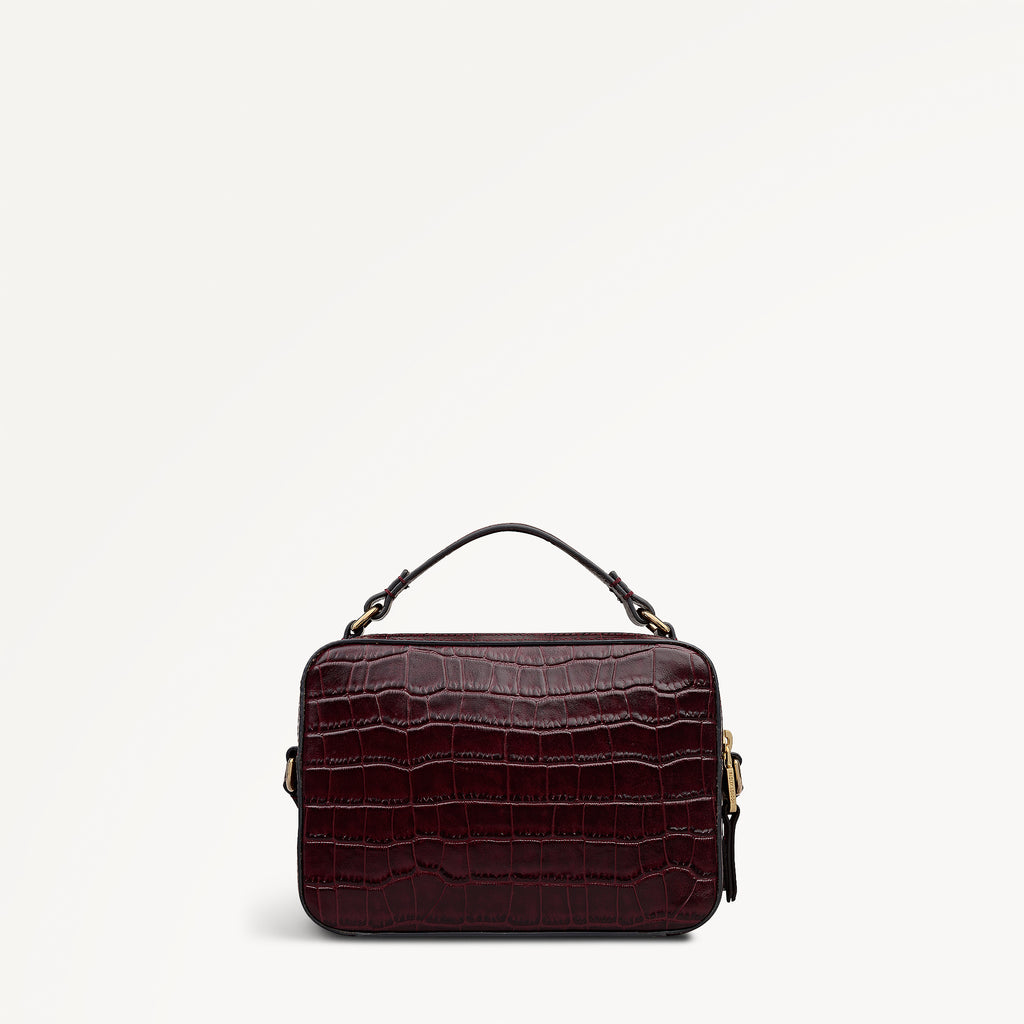 Hadley Lane - Faux Croc Medium Ziptop Cross Body Dark Cherry - 112945