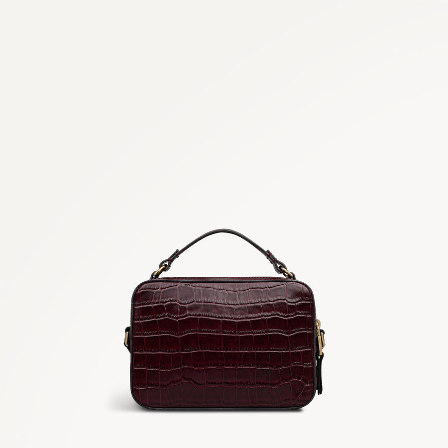 Hadley Lane - Faux Croc Medium Ziptop Cross Body Dark Cherry - 112945