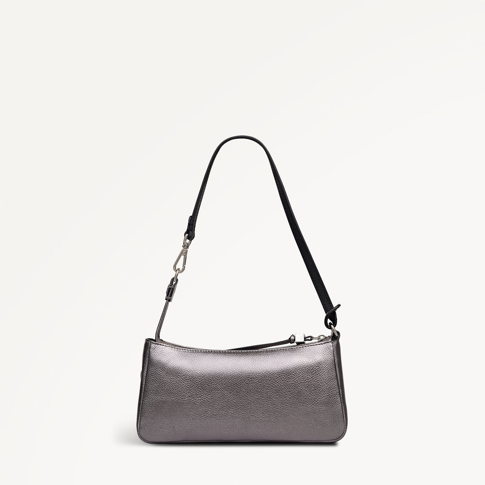 Carlton Close - Metallic Mini Ziptop Shoulder Gun Metal - 112951