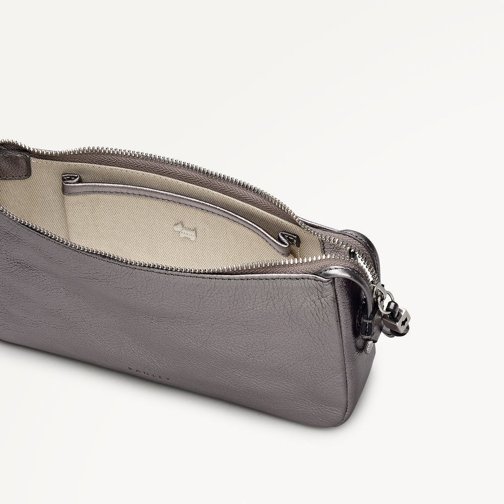 Carlton Close - Metallic Mini Ziptop Shoulder Gun Metal - 112951