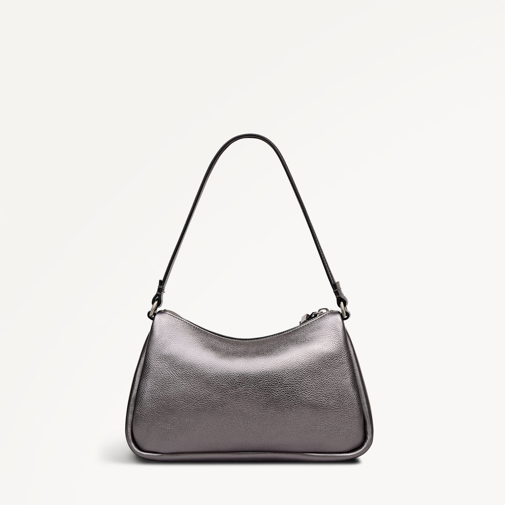 Carlton Close - Metallic Small Ziptop Shoulder Gun Metal - 112952