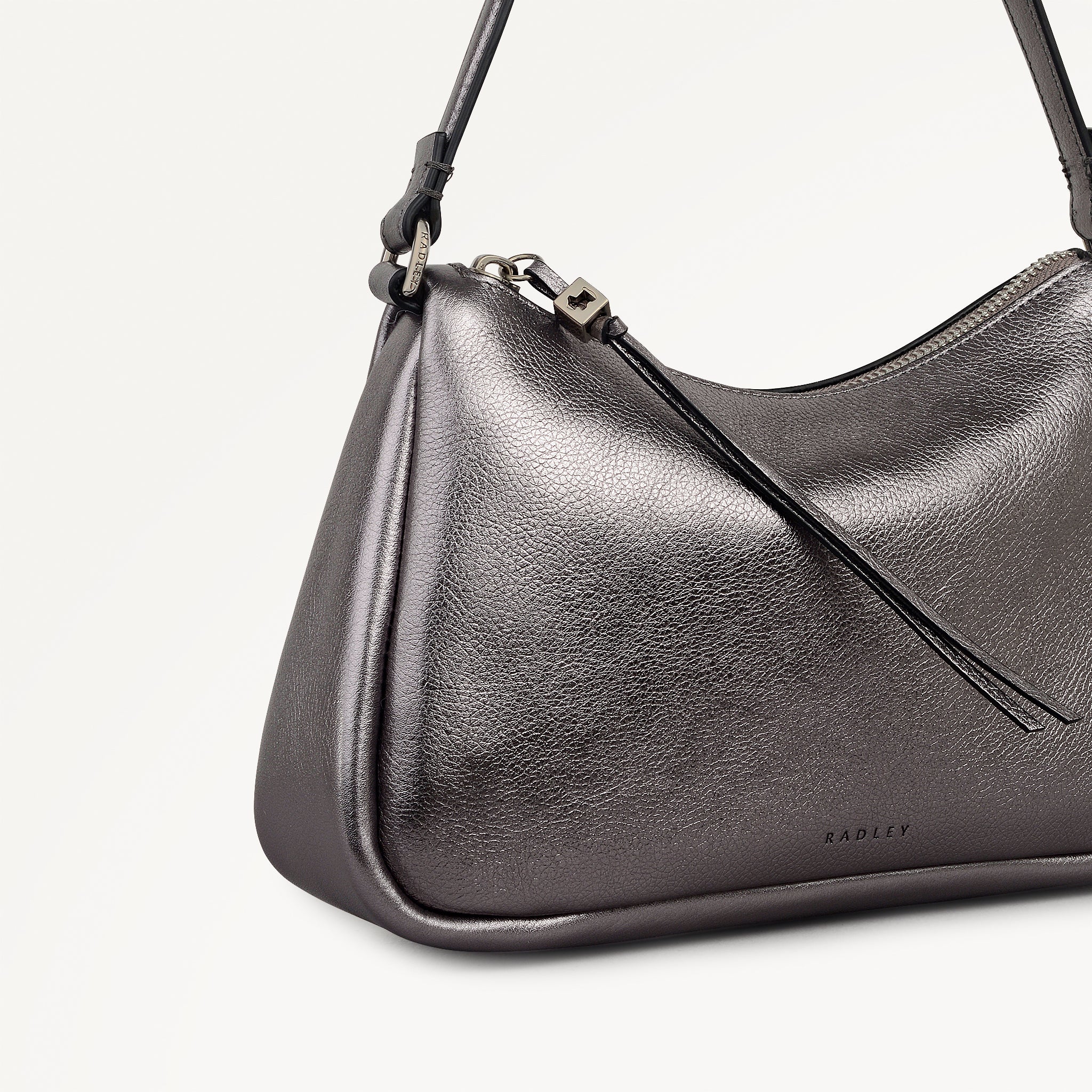 Carlton Close - Metallic Small Ziptop Shoulder Gun Metal - 112952