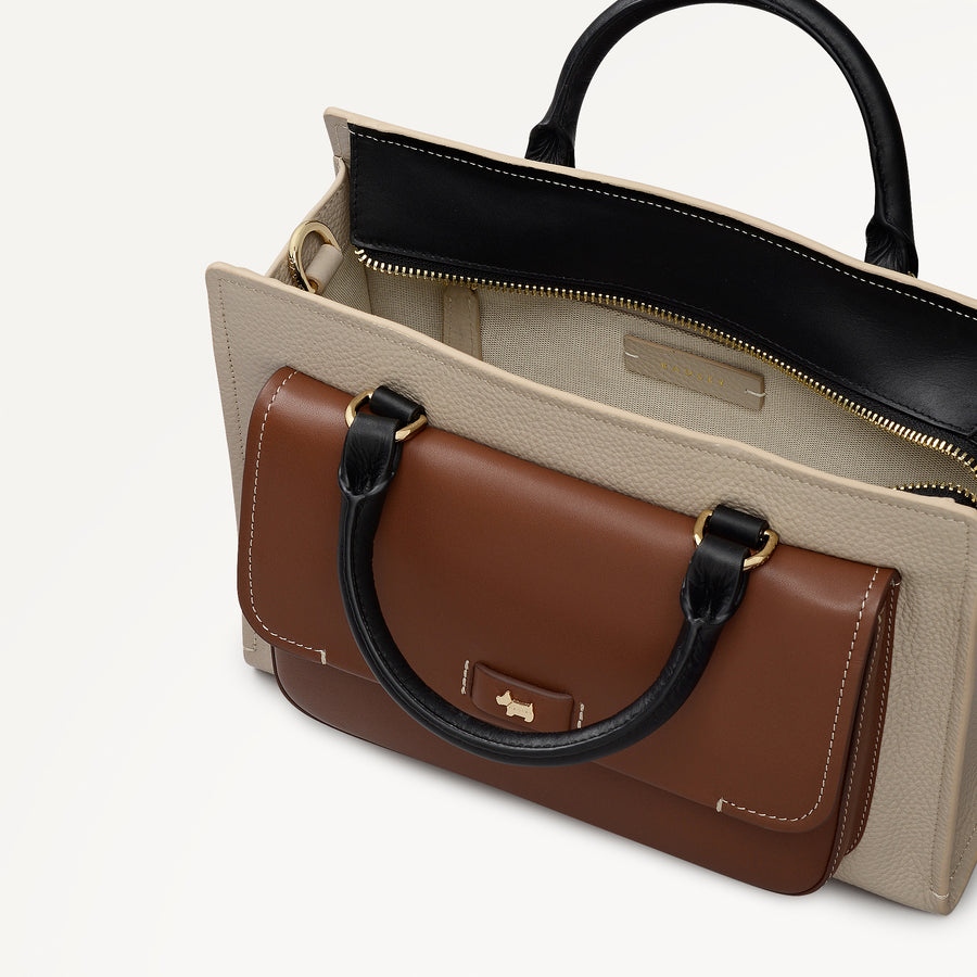 Talbot Way - Colourblock Medium Ziptop Grab Porcini - 112955