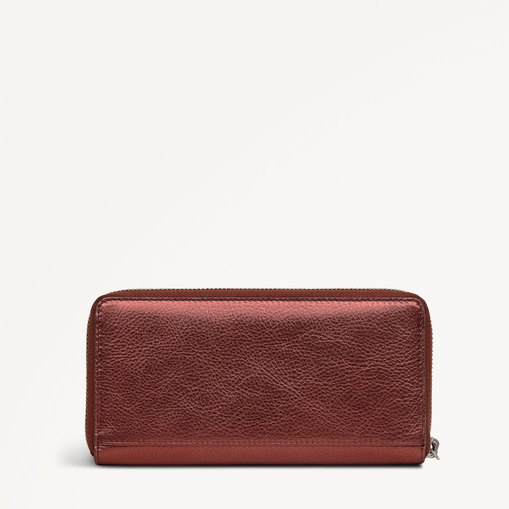 Carlton Close - Metallic Large Zip Around Wallet Bronze - 112979