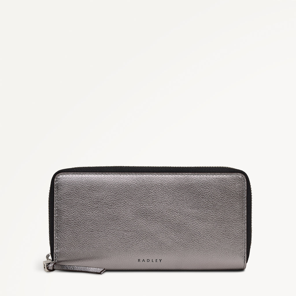 Carlton Close - Metallic Large Zip Around Wallet Gun Metal - 112981