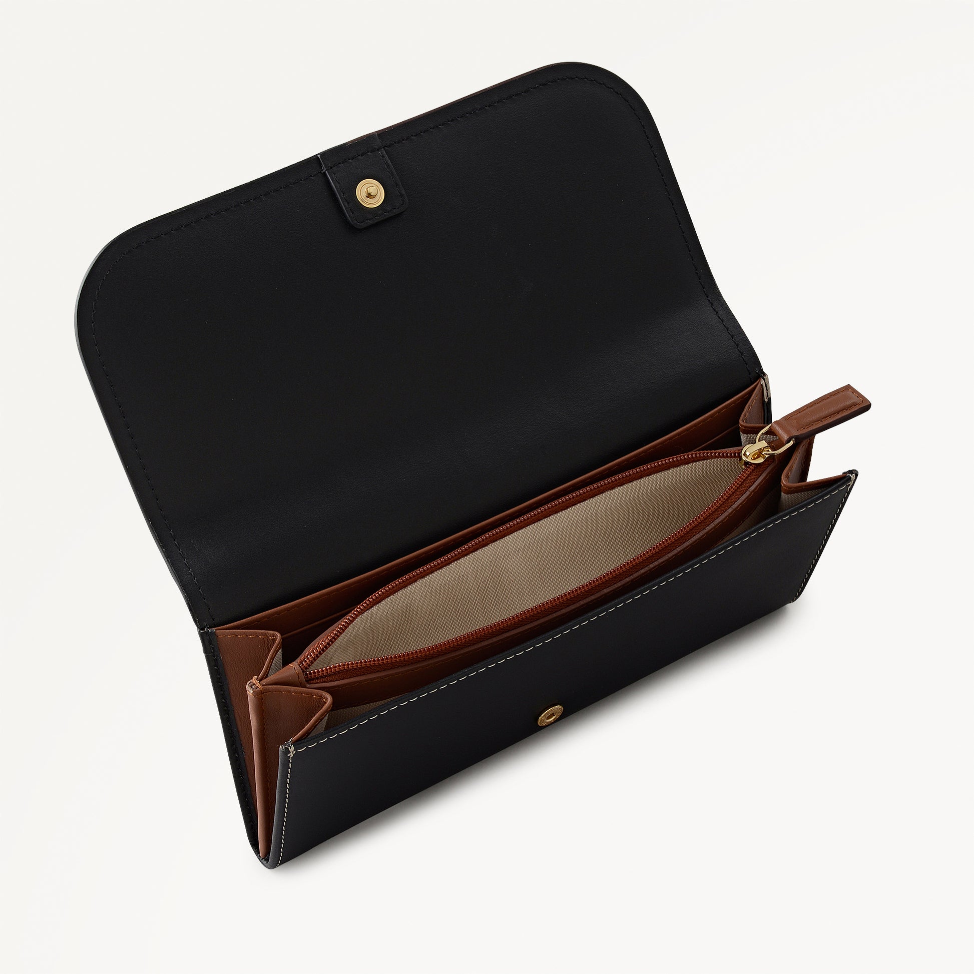 Maldon Mews - Colourblock Large Flapover Wallet Black - 112988