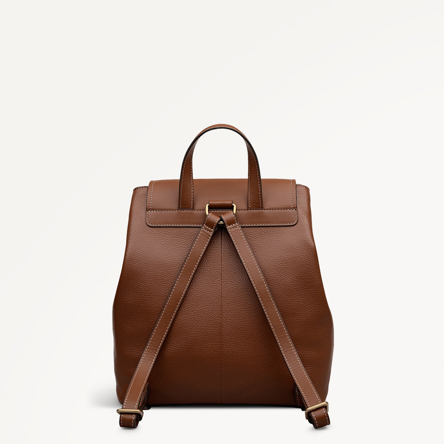 Noble Alley Small Flapover Backpack Cognac - 113010