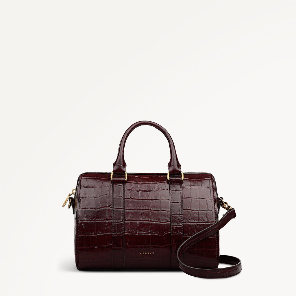 Noble Alley - Faux Croc Medium Ziptop Grab Dark Cherry - 113012