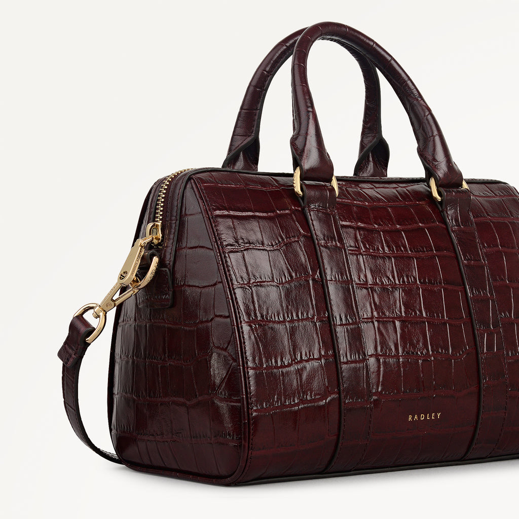 Noble Alley - Faux Croc Medium Ziptop Grab Dark Cherry - 113012