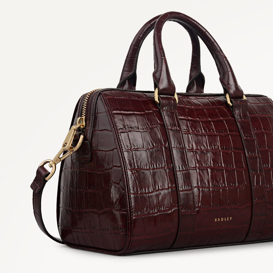 Noble Alley - Faux Croc Medium Ziptop Grab Dark Cherry - 113012