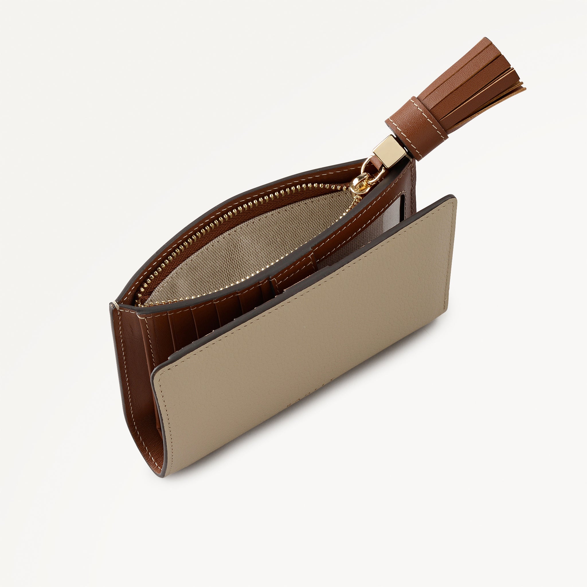 Noble Alley - Colourblock Medium Bifold Purse Porcini - 113021
