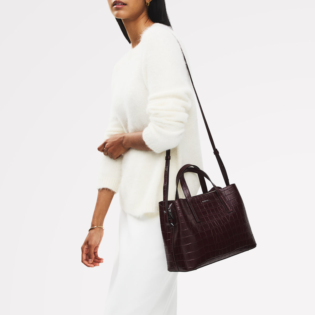 Dukes Place - Faux Croc Medium Ziptop Grab Dark Cherry - 113026