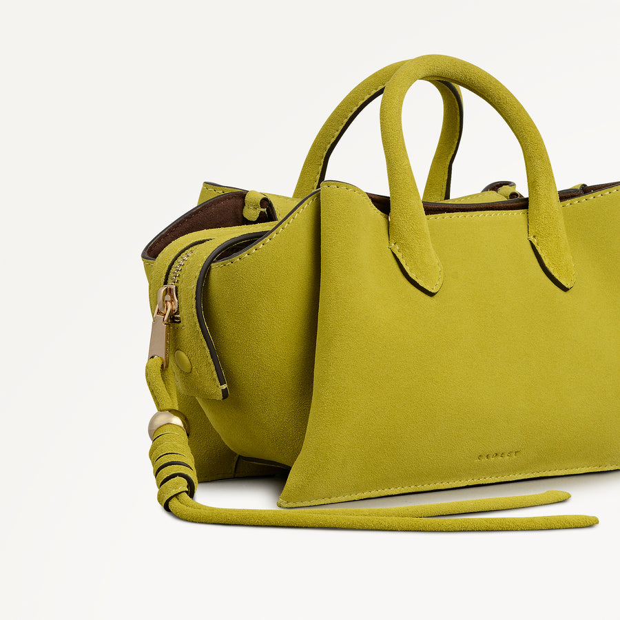 The Romilly - Suede Small Ziptop Grab Limoncello - 113038