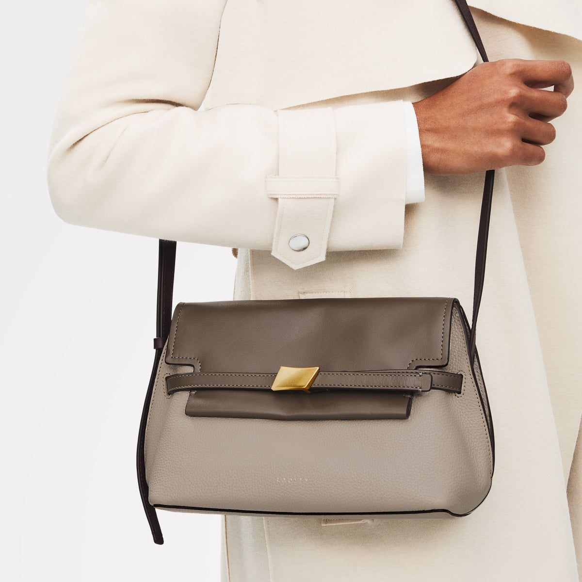 The Christina - Colourblock Small Flapover Cross Body Porcini - 113042