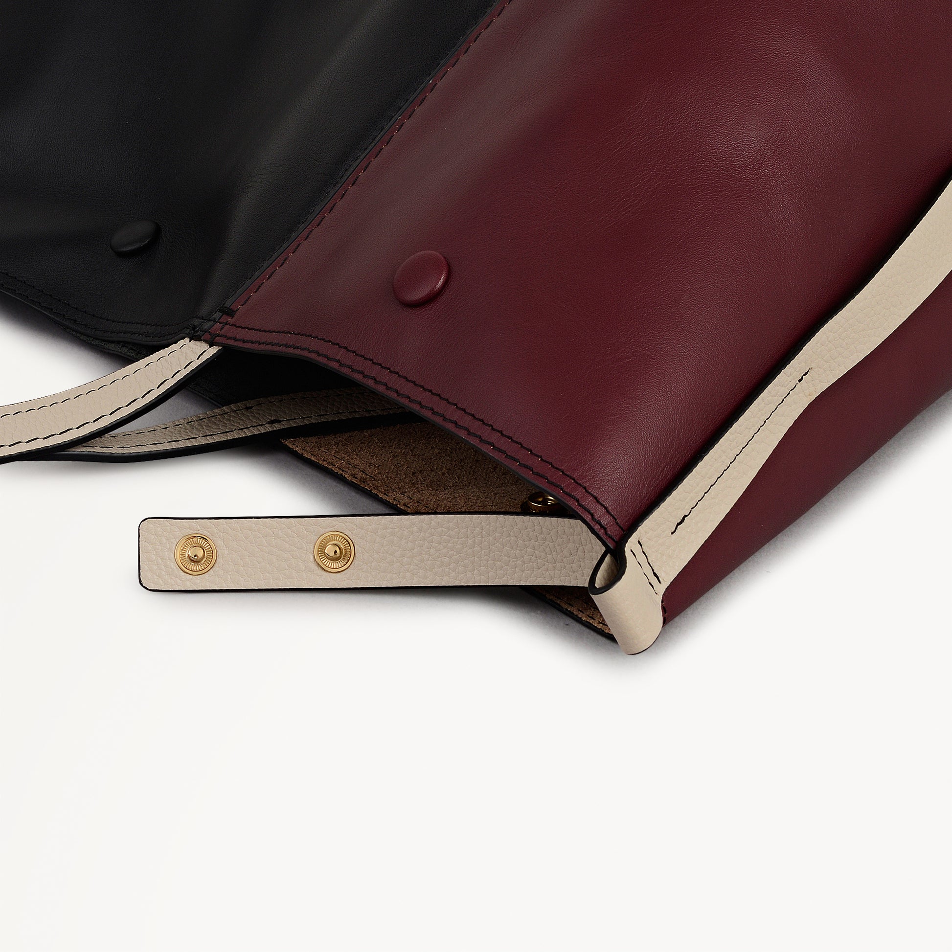 The Delphine - Colourblock Extra Large Open Top Tote Dark Cherry - 113046