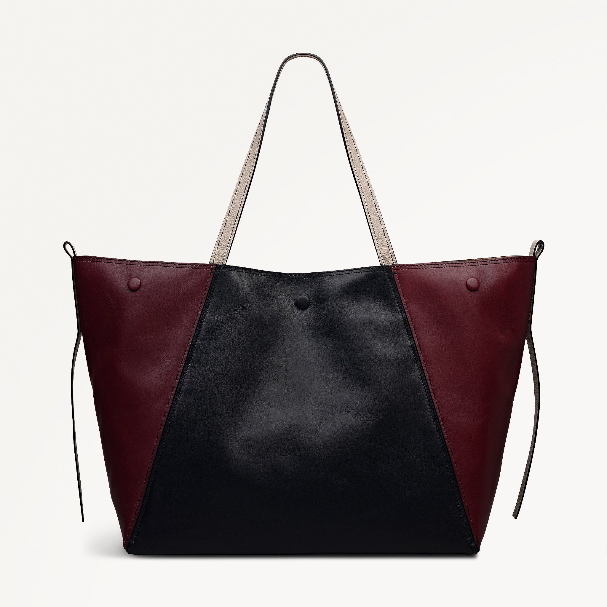 The Delphine - Colourblock Extra Large Open Top Tote Dark Cherry - 113046