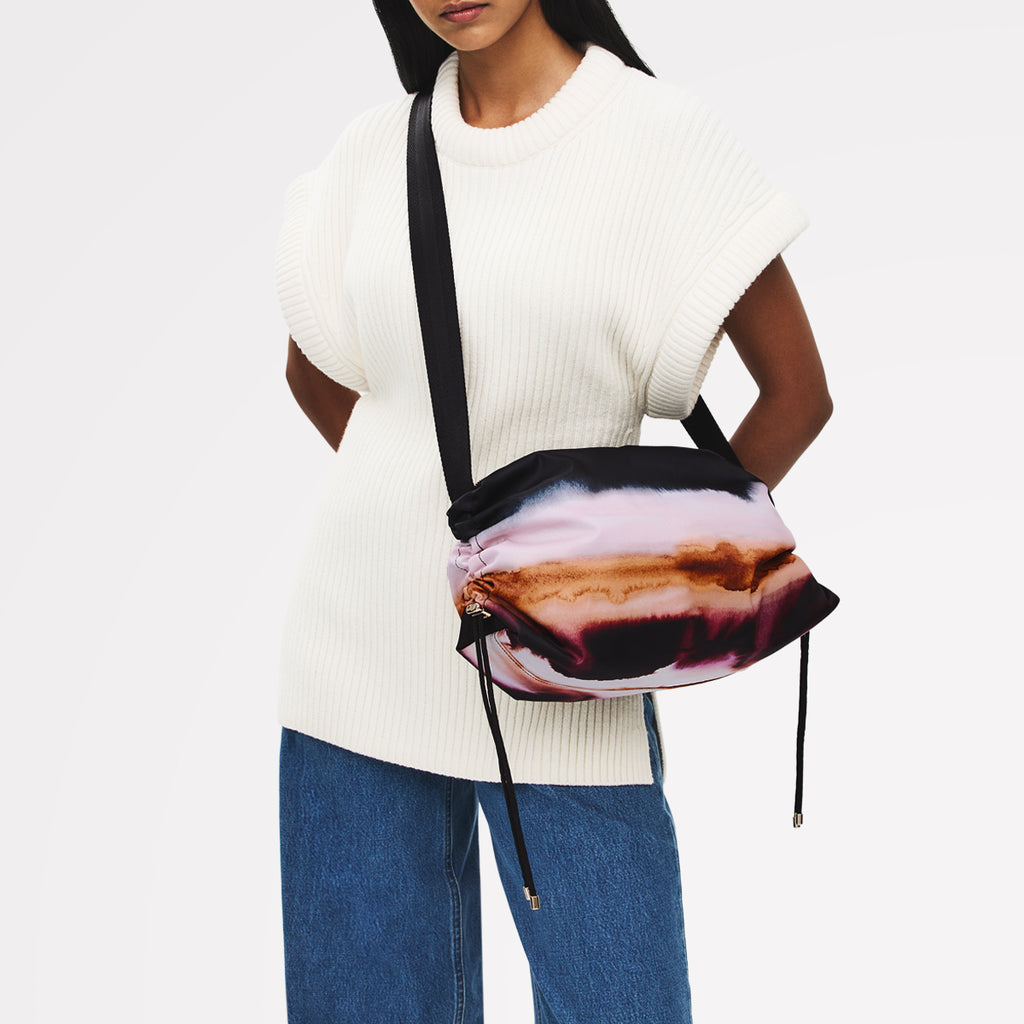 Eden Row - Ombre Stripe Medium Ziptop Cross Body Black - 113058