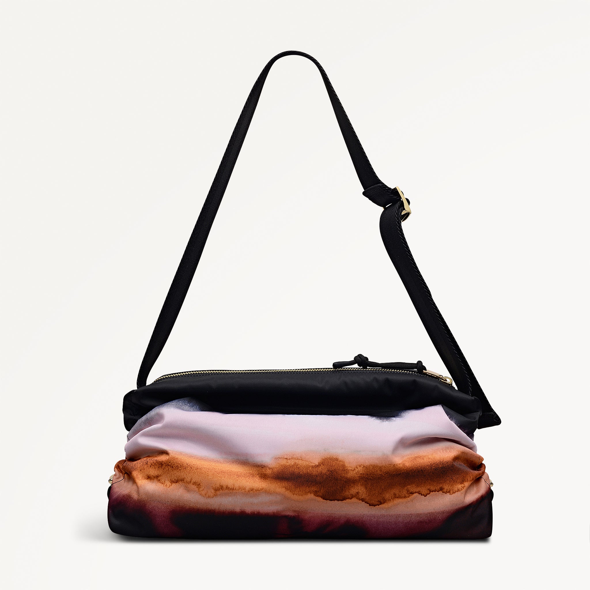 Eden Row - Ombre Stripe Medium Ziptop Cross Body Black - 113058