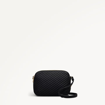 Dukes Place - Diagonal Quilt Medium Ziptop Cross Body Black - 113061