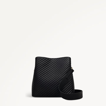 Dukes Place - Diagonal Quilt Medium Compartment Cross Body Black - 113062