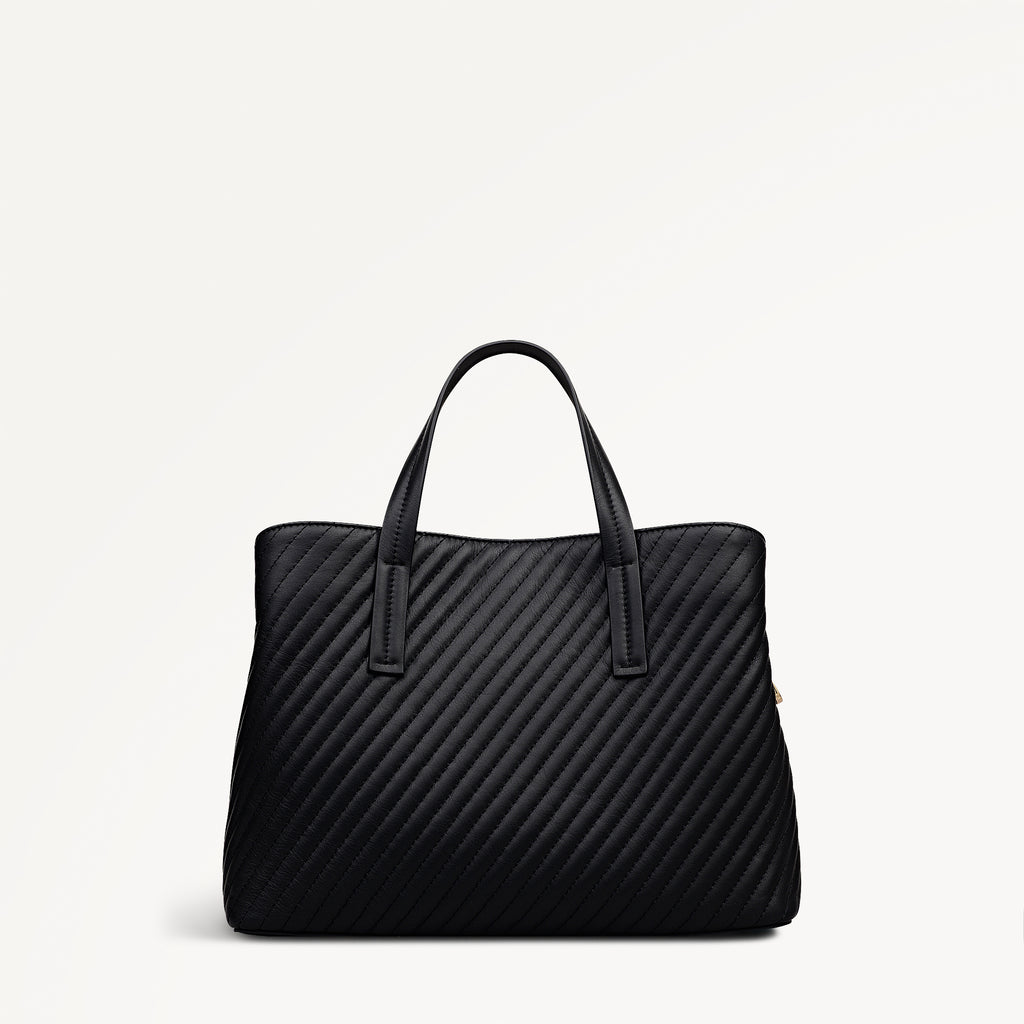 Dukes Place - Diagonal Quilt Medium Ziptop Grab Black - 113063