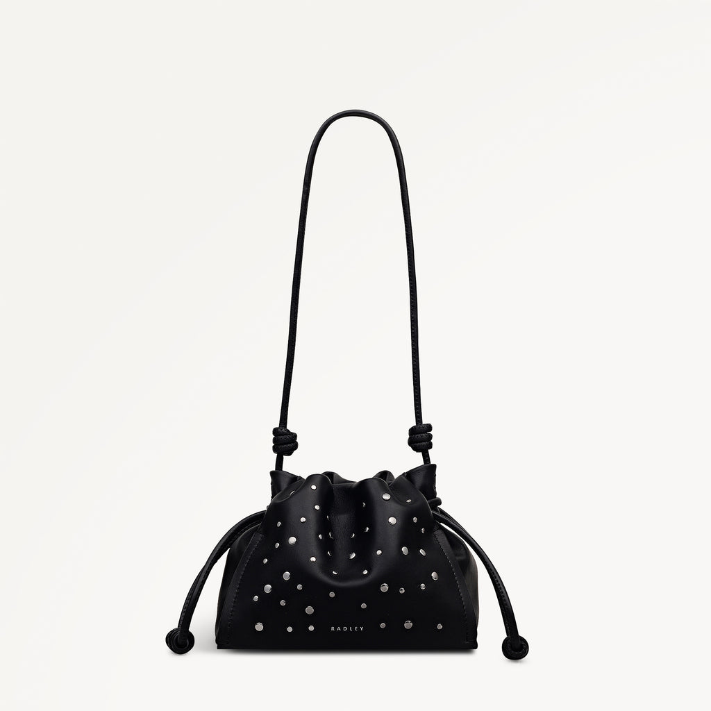 The Roxburgh - Stud Small Drawstring Cross Body Black - 113068