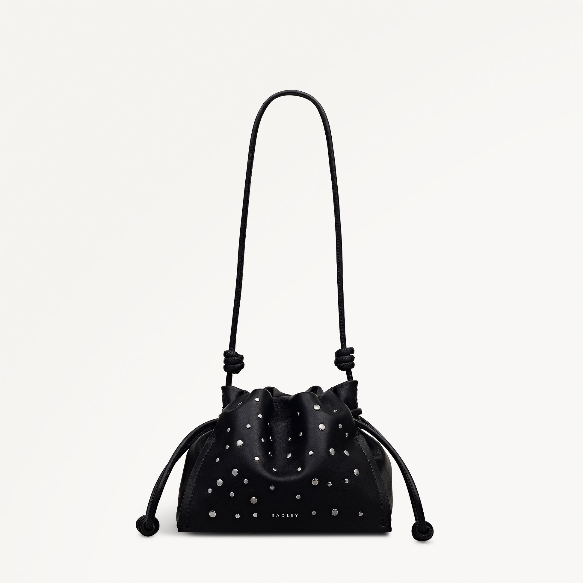 The Roxburgh - Stud Small Drawstring Cross Body Black - 113068