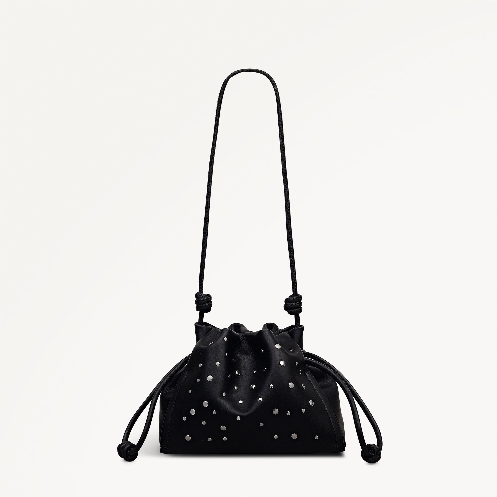 The Roxburgh - Stud Small Drawstring Cross Body Black - 113068