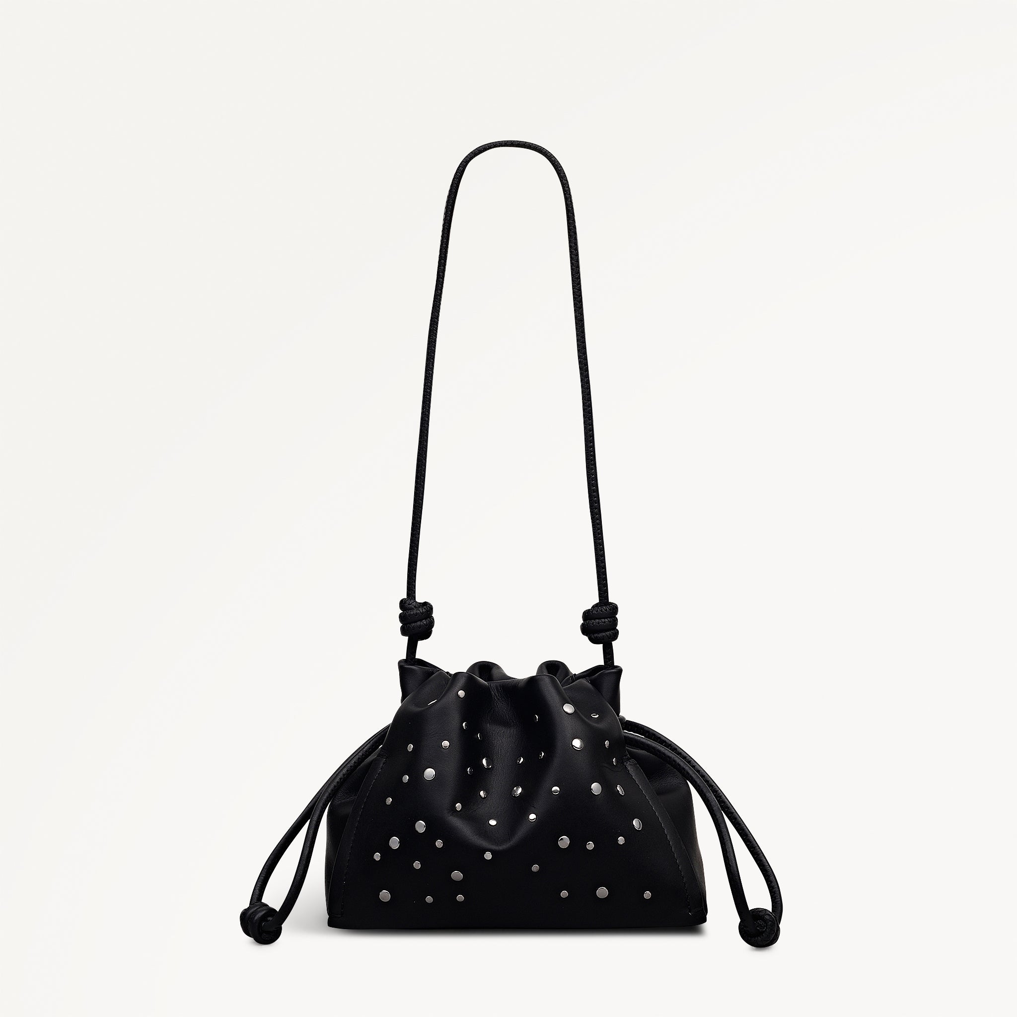 The Roxburgh - Stud Small Drawstring Shoulder Black - 113068