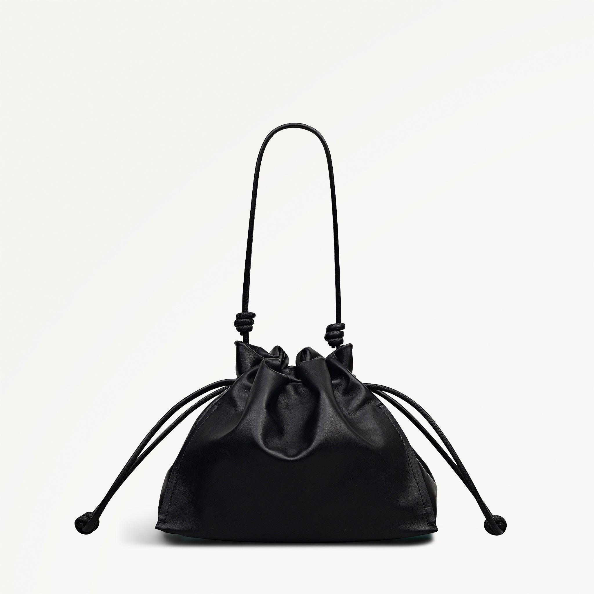 Black Medium Drawstring Cross Body Bag | The Roxburgh SS26