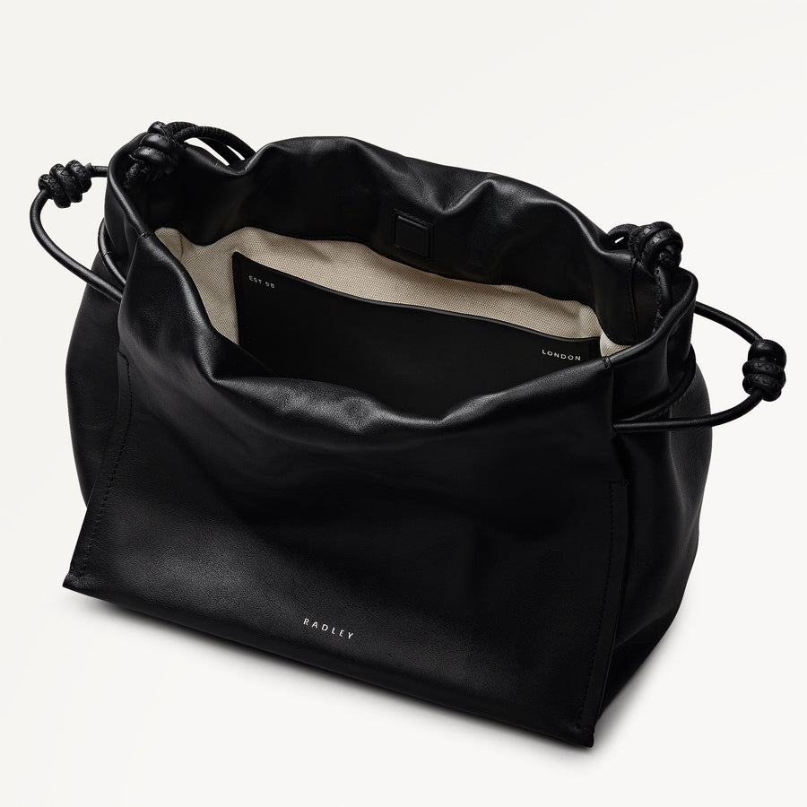 The Roxburgh Medium Drawstring Cross Body Black - 113069